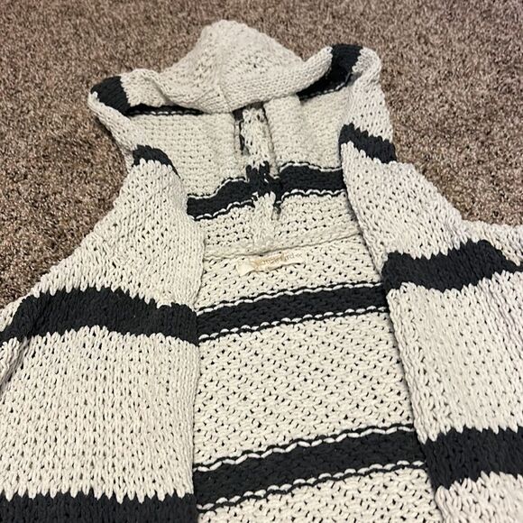 Rewind - Hooded Striped  Open Front Cardigan - Picture 4 of 5
